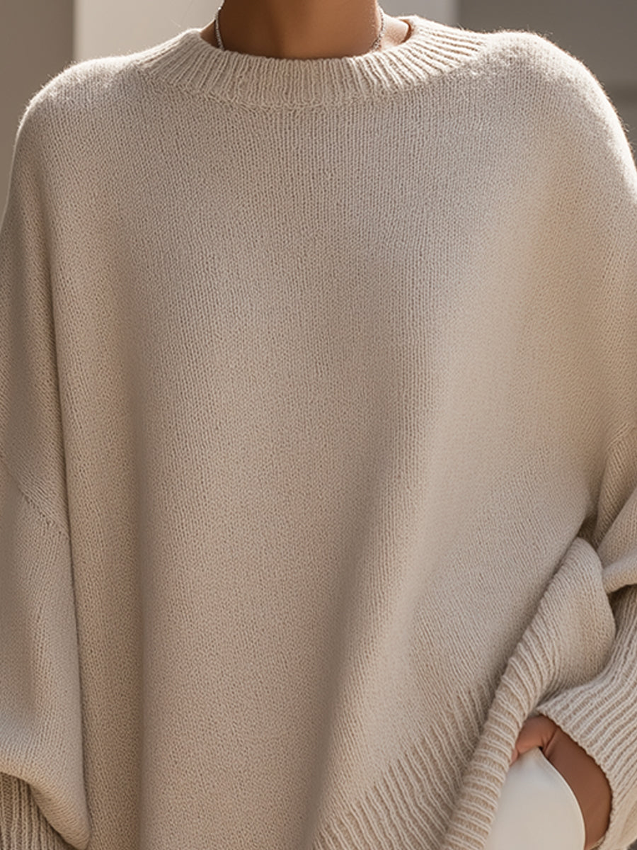 Herminia™ Suéter Oversize Largo para Mujer en Punto Suave