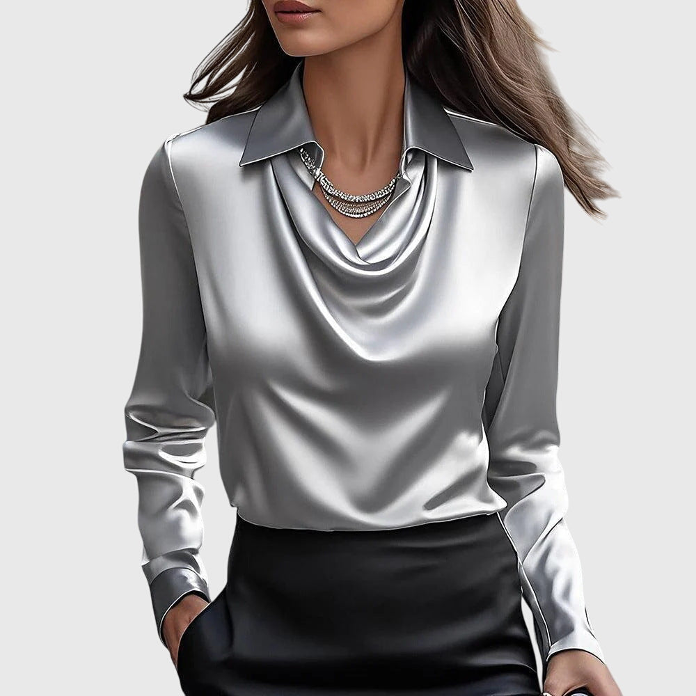Vianey™ Blusa Satinada Elegante con Cuello Fruncido