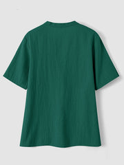 Blusa Elegante con Cuello en V y Botones de Madera