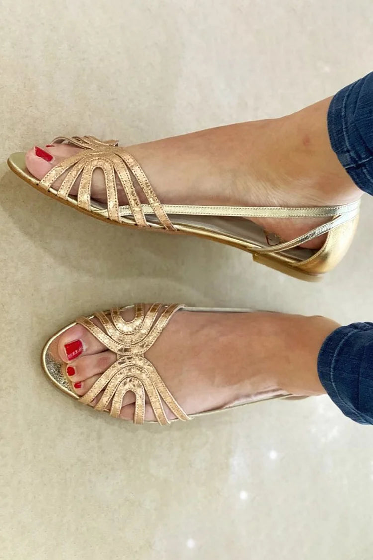 Engracia | Sandalias Doradas Ligeras de Verano