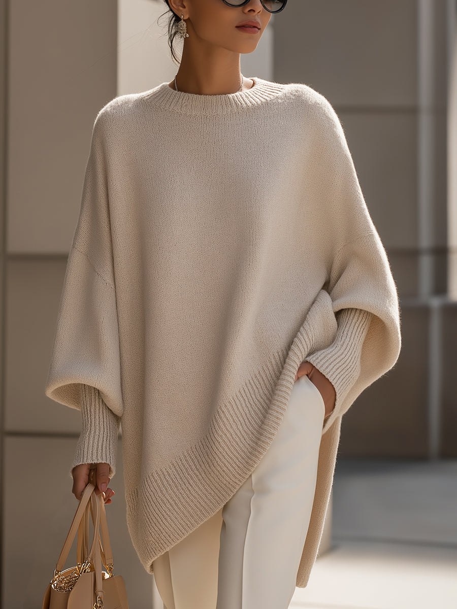 Herminia™ Suéter Oversize Largo para Mujer en Punto Suave