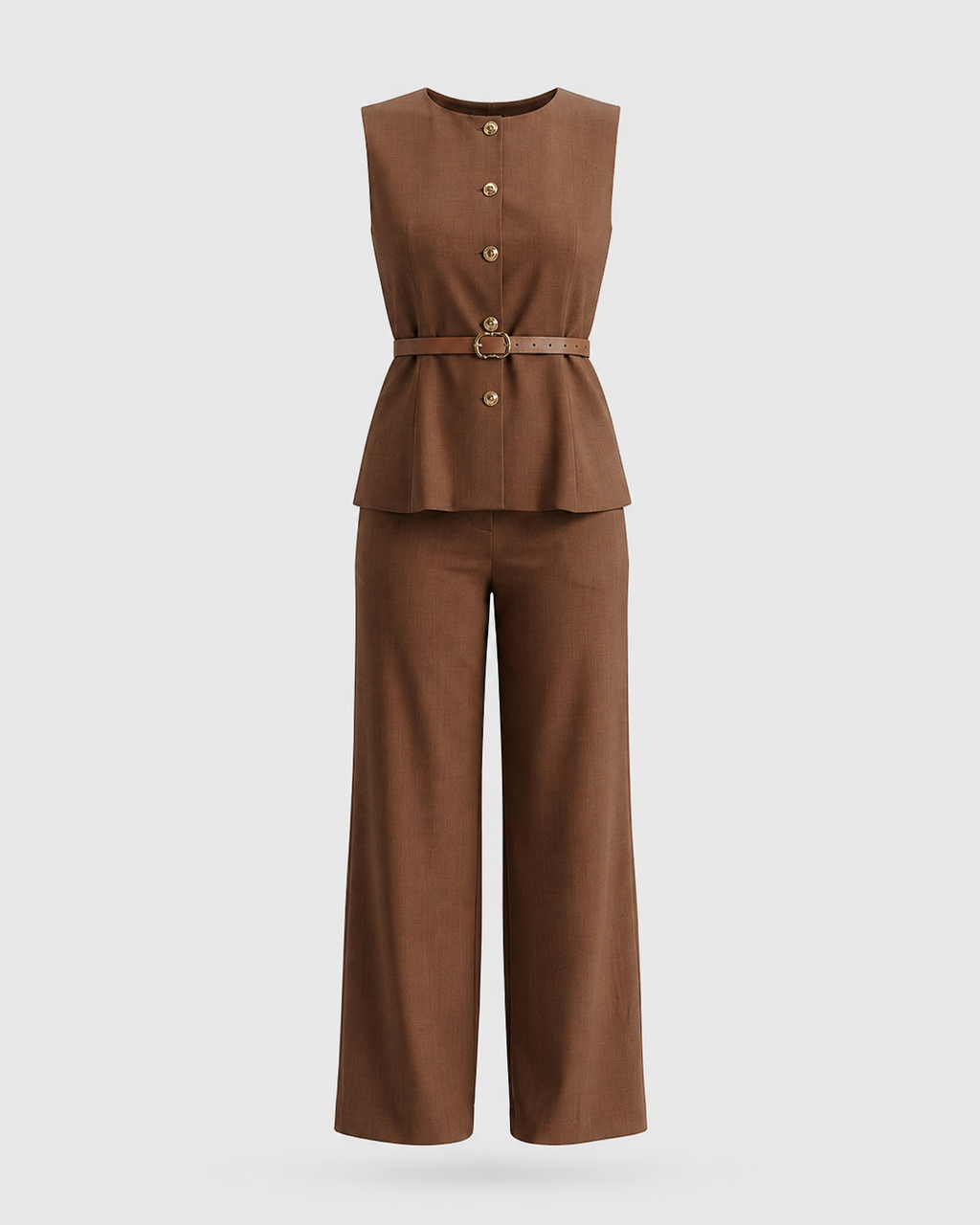 Comala™ Conjunto de Pantalón y Chaleco con Cinturón en la Cintura