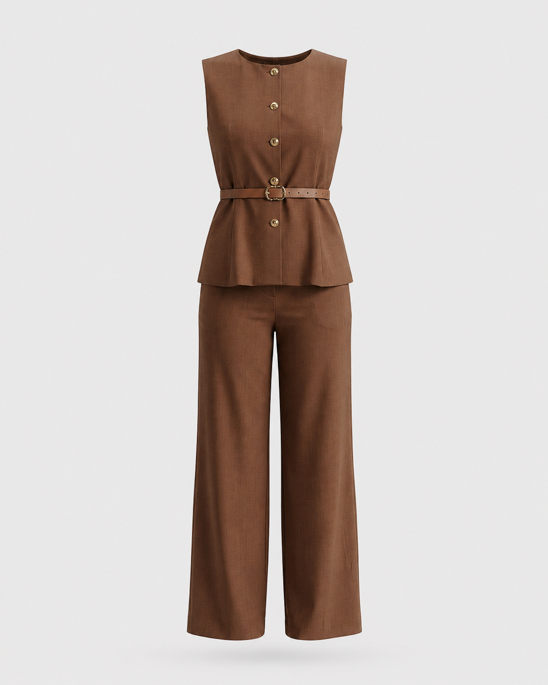 Comala™ Conjunto de Pantalón y Chaleco con Cinturón en la Cintura