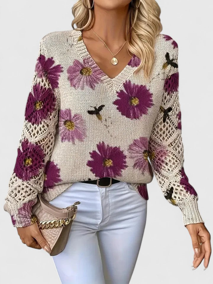Abril™ Suéter Elegante con Estampado Floral y Mangas Aireadas