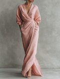 Querubina | Vestido Maxi Minimalista Rosa de Lino