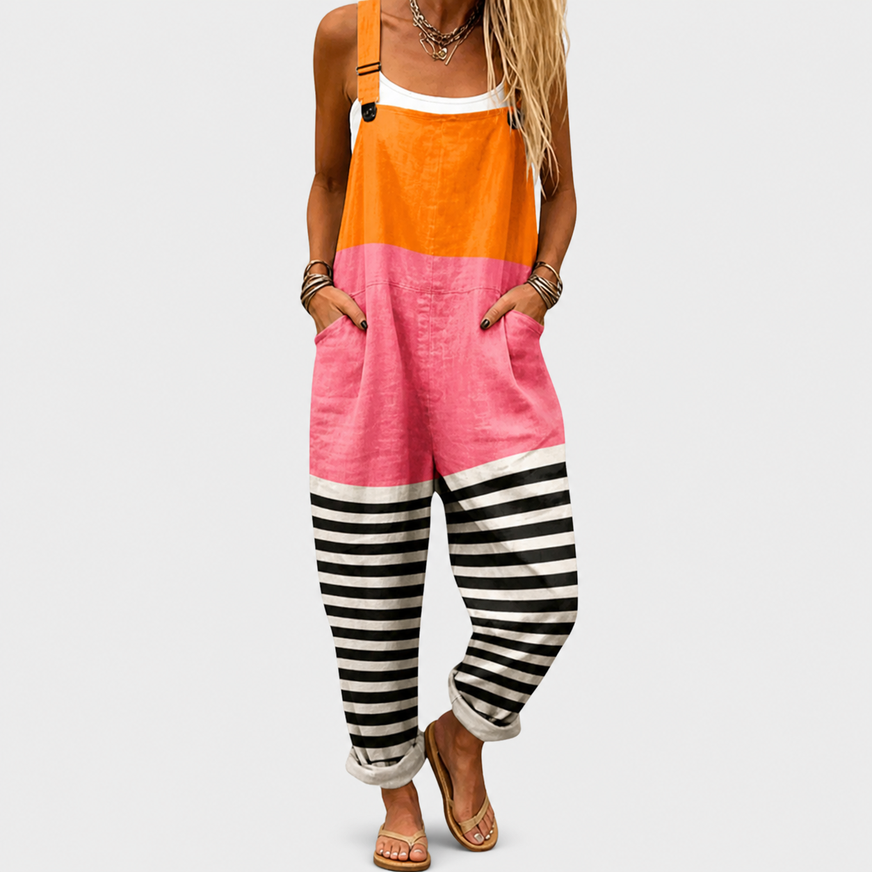 Wilfrida | Mono Multicolor Naranja, Rosa y Negro
