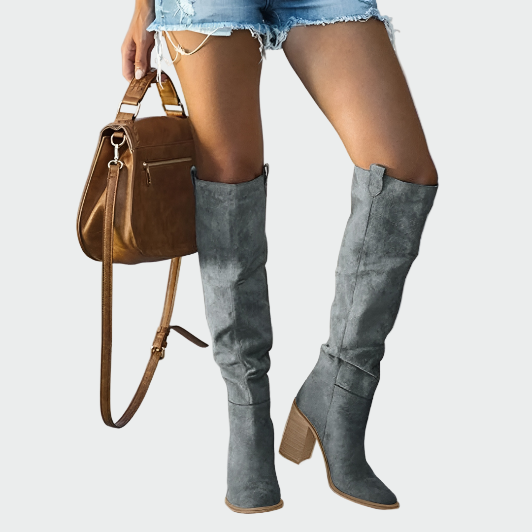 Iliana™ Botas Altas para Mujer, Estilo Western, Gamuza Café