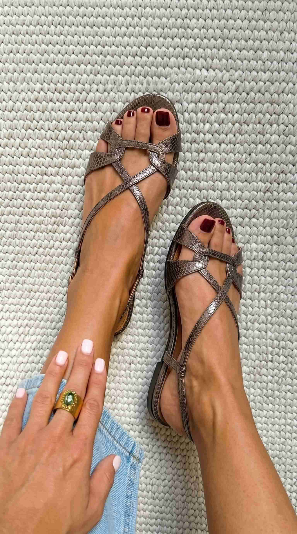 Josefina - Sandalias con Tira Trasera Efecto Serpiente
