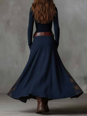 ELISA - VESTIDO MAXI DE ANTE CON CINTURÓN