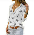 Montserrat™ Blusa Femenina Suelta con Estampado de Mariposas