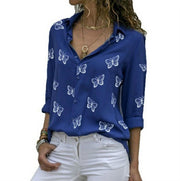 Montserrat™ Blusa Femenina Suelta con Estampado de Mariposas