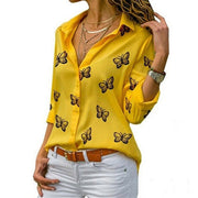 Montserrat™ Blusa Femenina Suelta con Estampado de Mariposas