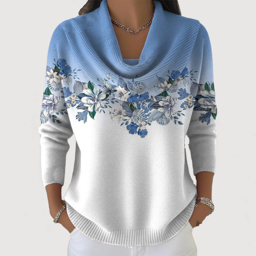 Alba™ | Suéter Floral de Algodón con Cuello Alto