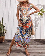 Zacatecas™ Vestido Largo Estampado de Verano con Aberturas