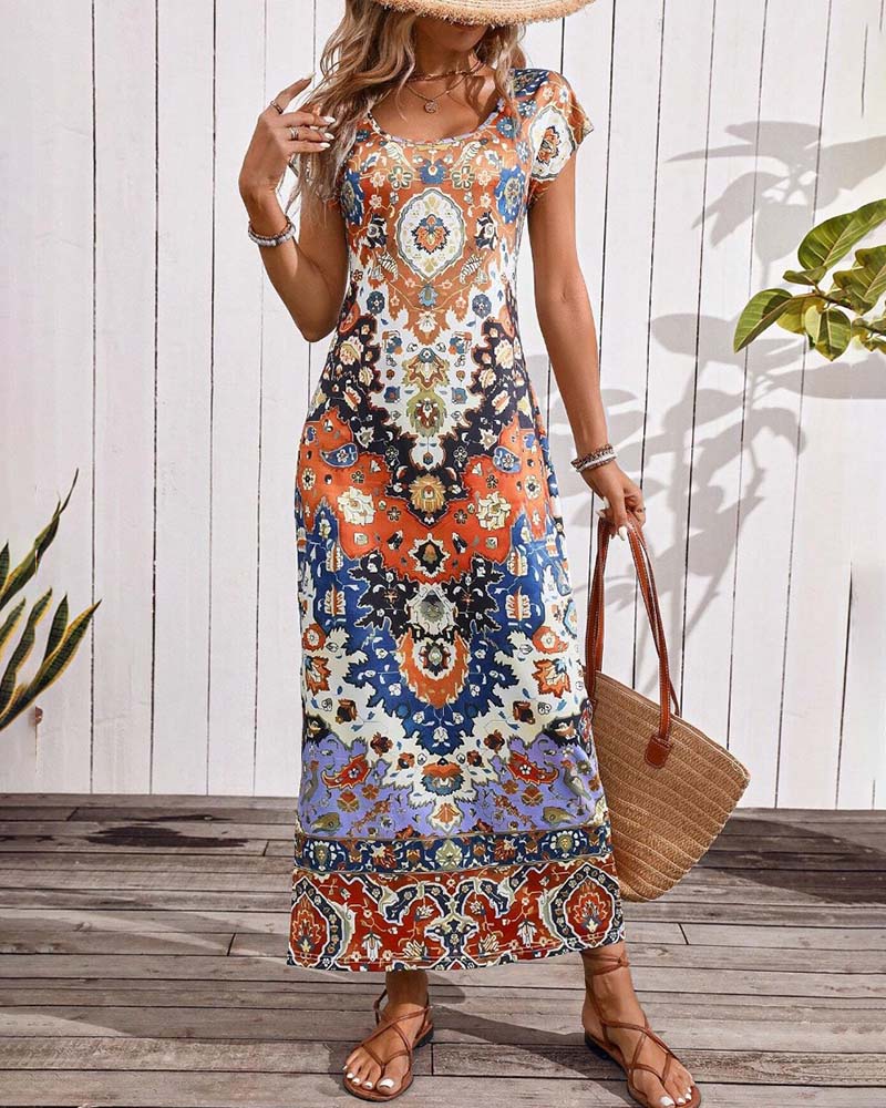 Zacatecas™ Vestido Largo Estampado de Verano con Aberturas