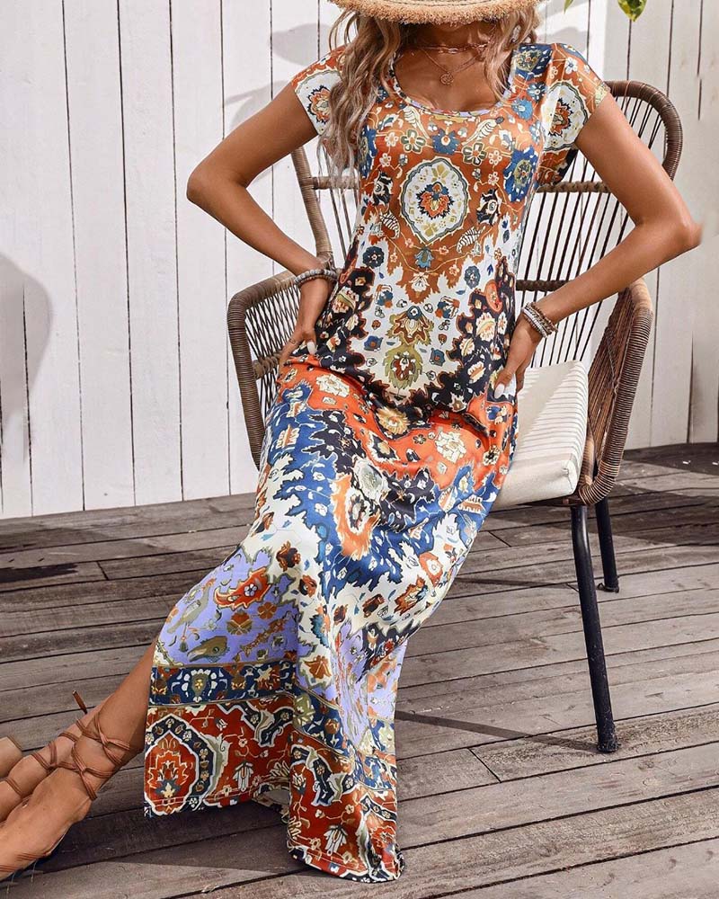 Zacatecas™ Vestido Largo Estampado de Verano con Aberturas