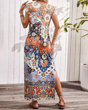 Zacatecas™ Vestido Largo Estampado de Verano con Aberturas