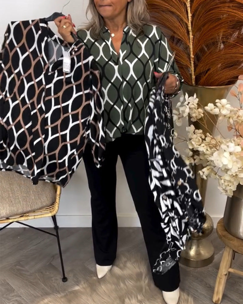 Blusa para Mujer con Estampado Geométrico, Corte Suelto
