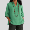 Tepoztlán™ Blusa de Lino para Mujer con Cuello en V Relajado