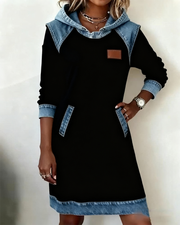 Silvia™ Vestido Sudadera con Capucha y Paneles en Contraste