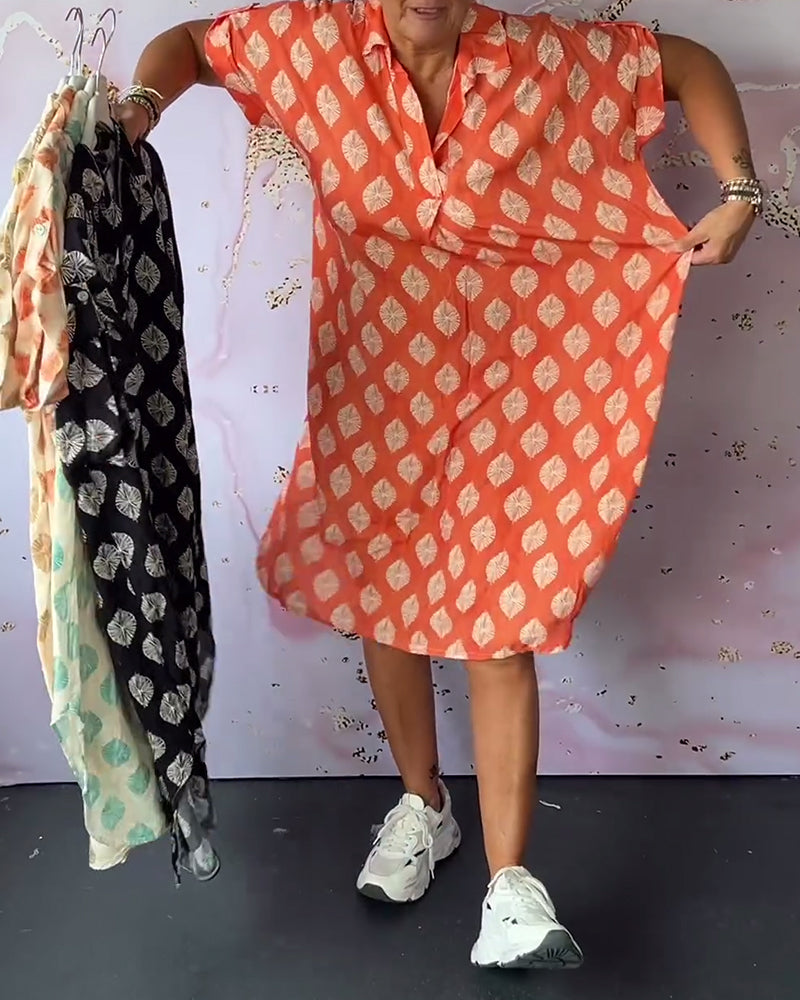 Fátima™ Vestido Midi Suelto de Primavera con Cuello Solapa