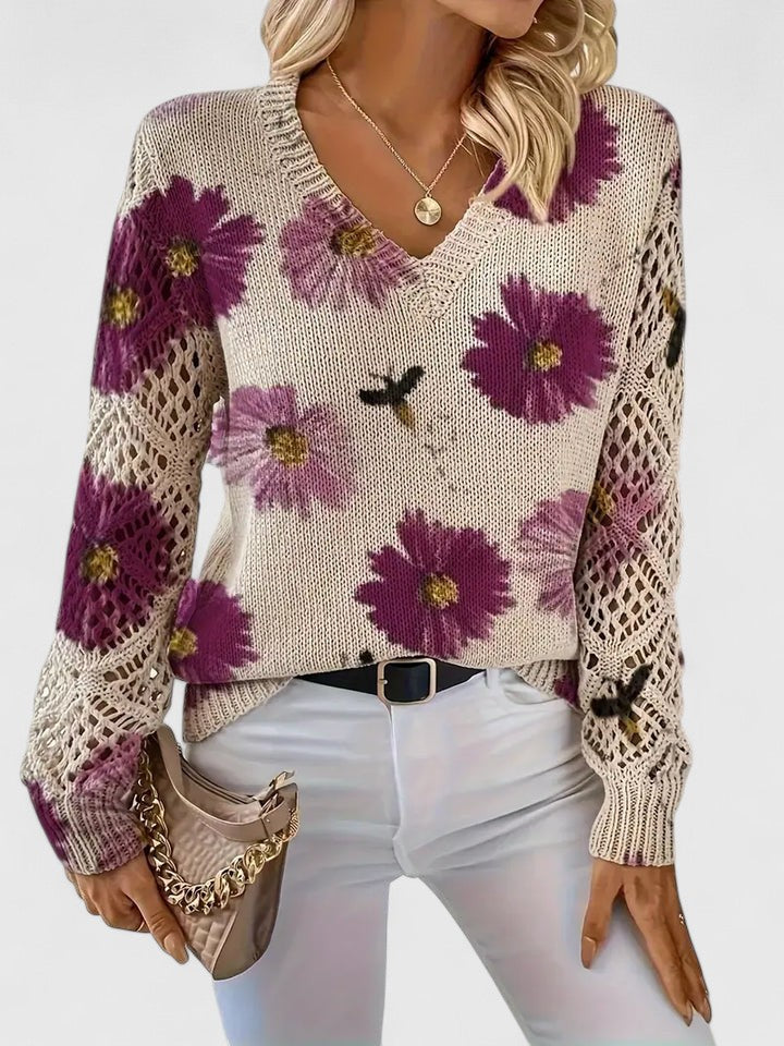 Abril™ Suéter Elegante con Estampado Floral y Mangas Aireadas