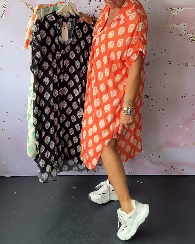 Fátima™ Vestido Midi Suelto de Primavera con Cuello Solapa