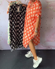 Fátima™ Vestido Midi Suelto de Primavera con Cuello Solapa