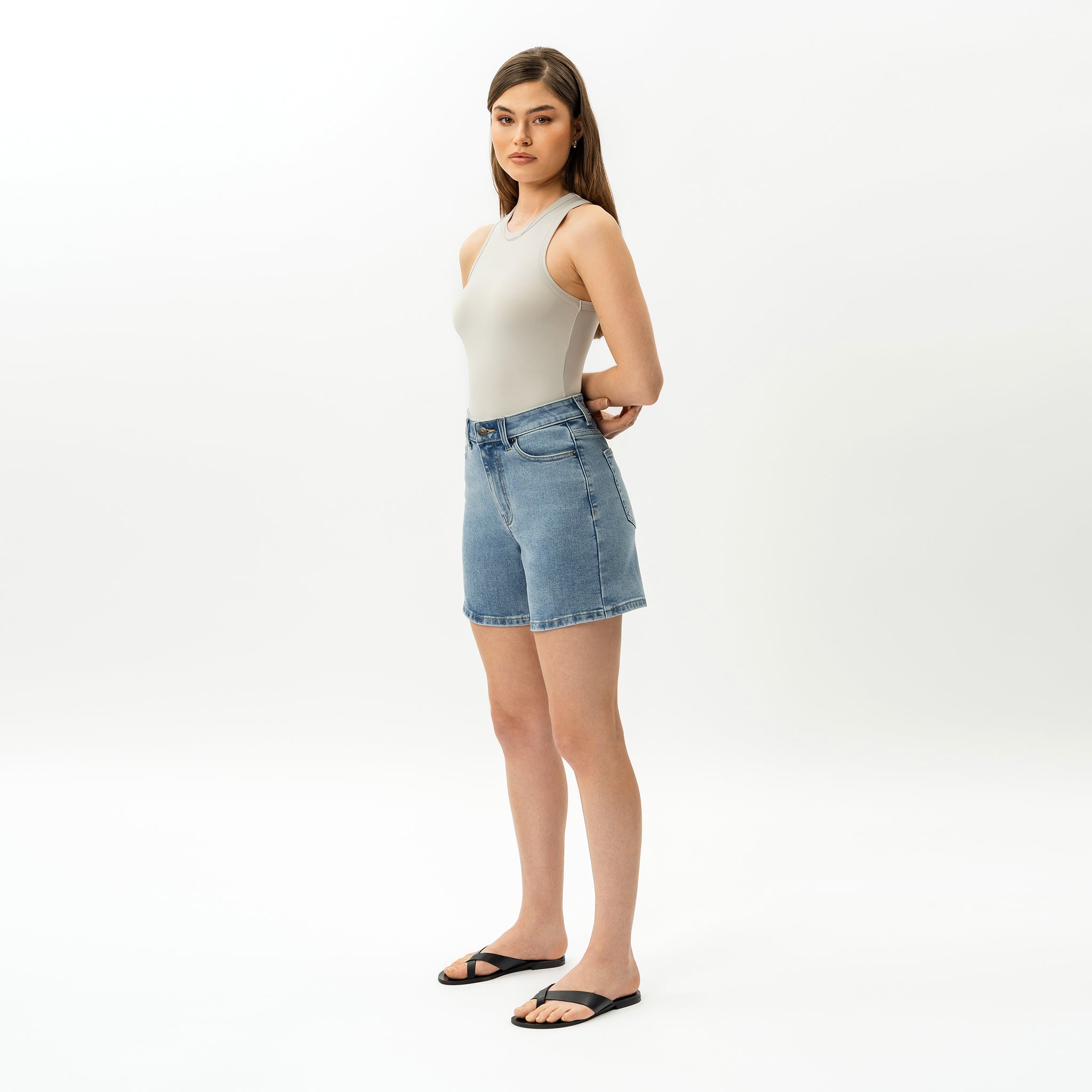 Graciela™ Shorts de Mezclilla con Talle Alto y Stretch para Mujer