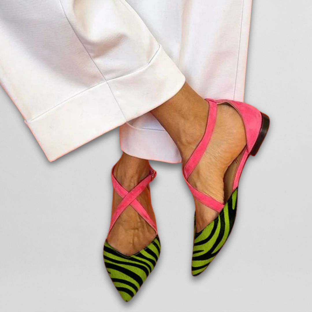 Esmeralda™ Zapatos Bajos de Verano con Tacón Bajo y Estampado de Cebra