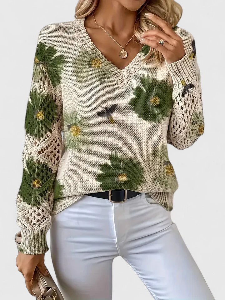 Abril™ Suéter Elegante con Estampado Floral y Mangas Aireadas