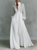 Purépecha™ Vestido Maxi en Algodón y Lino con Cuello Alto