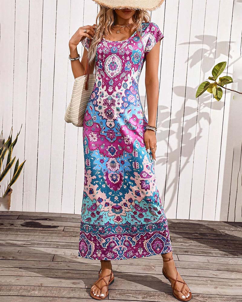 Zacatecas™ Vestido Largo Estampado de Verano con Aberturas