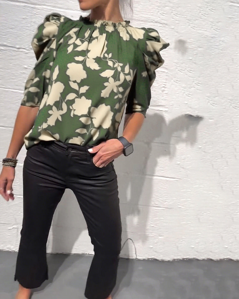 Alicia™ Blusa para Mujer con Mangas Abullonadas y Volantes