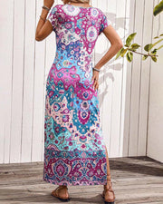 Zacatecas™ Vestido Largo Estampado de Verano con Aberturas