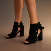 Michoacana™ Sandalia de Tacón Ancho con Moño y Punta Abierta Elegante