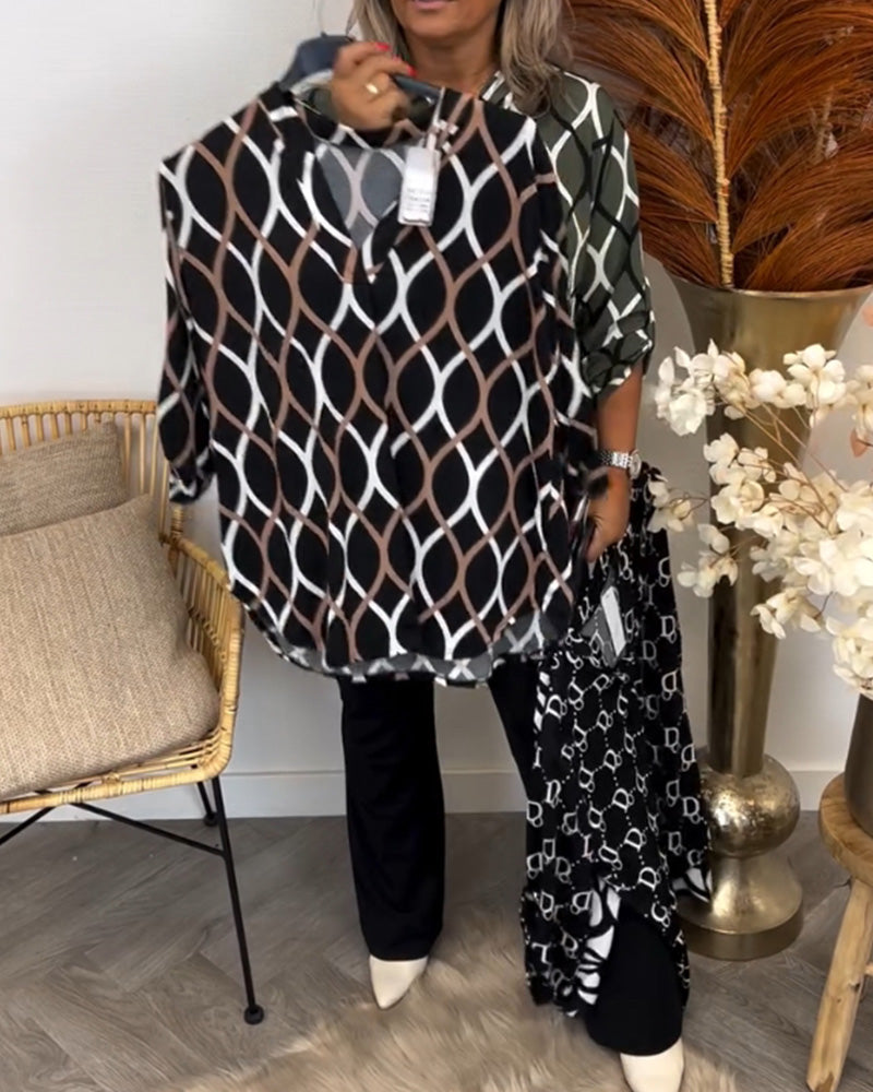 Blusa para Mujer con Estampado Geométrico, Corte Suelto