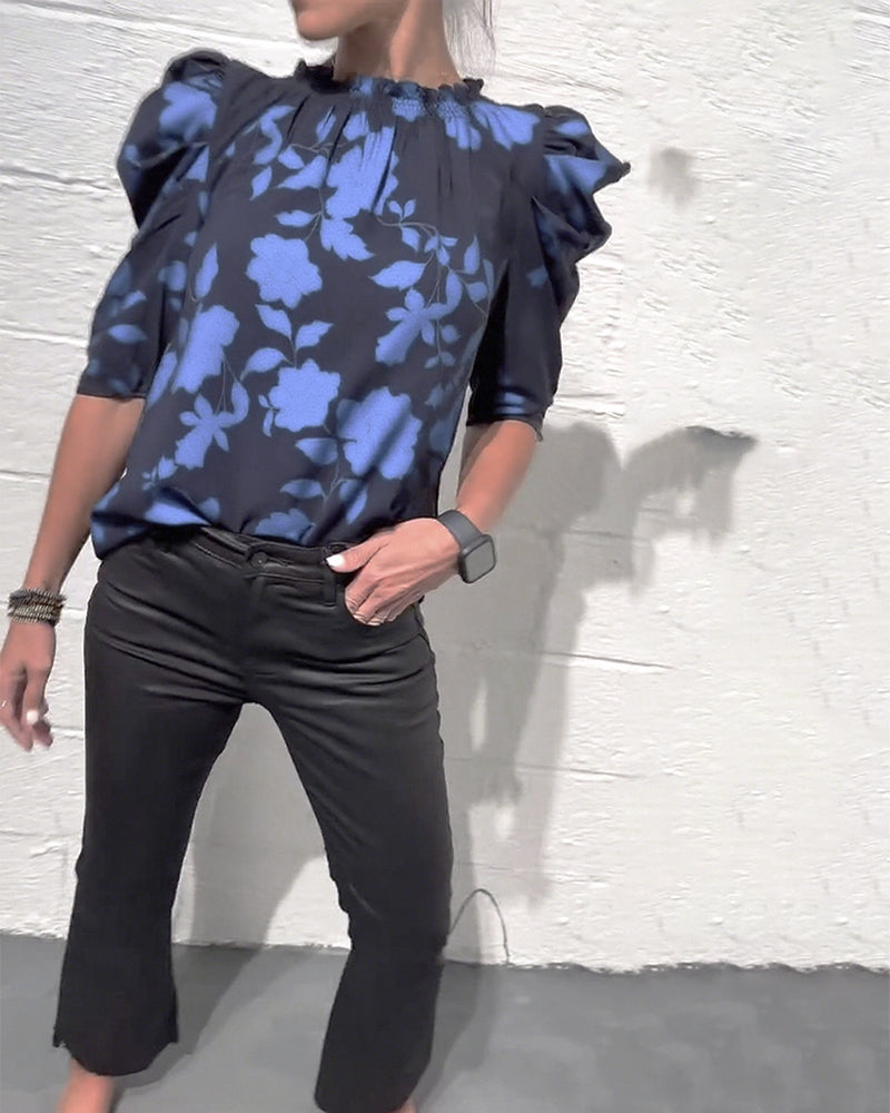 Alicia™ Blusa para Mujer con Mangas Abullonadas y Volantes