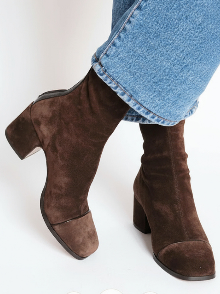 Prudencia™ Botas de Gamuza con Tacón Bajo – Comodidad Diaria