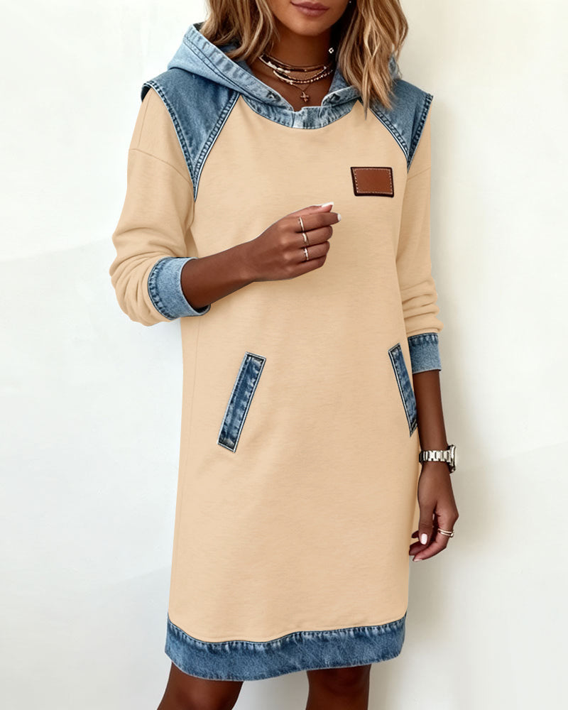 Silvia™ Vestido Sudadera con Capucha y Paneles en Contraste