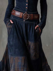 ELISA - VESTIDO MAXI DE ANTE CON CINTURÓN