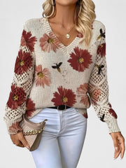 Abril™ Suéter Elegante con Estampado Floral y Mangas Aireadas