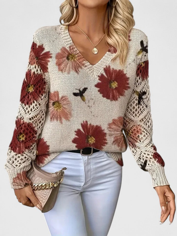 Abril™ Suéter Elegante con Estampado Floral y Mangas Aireadas