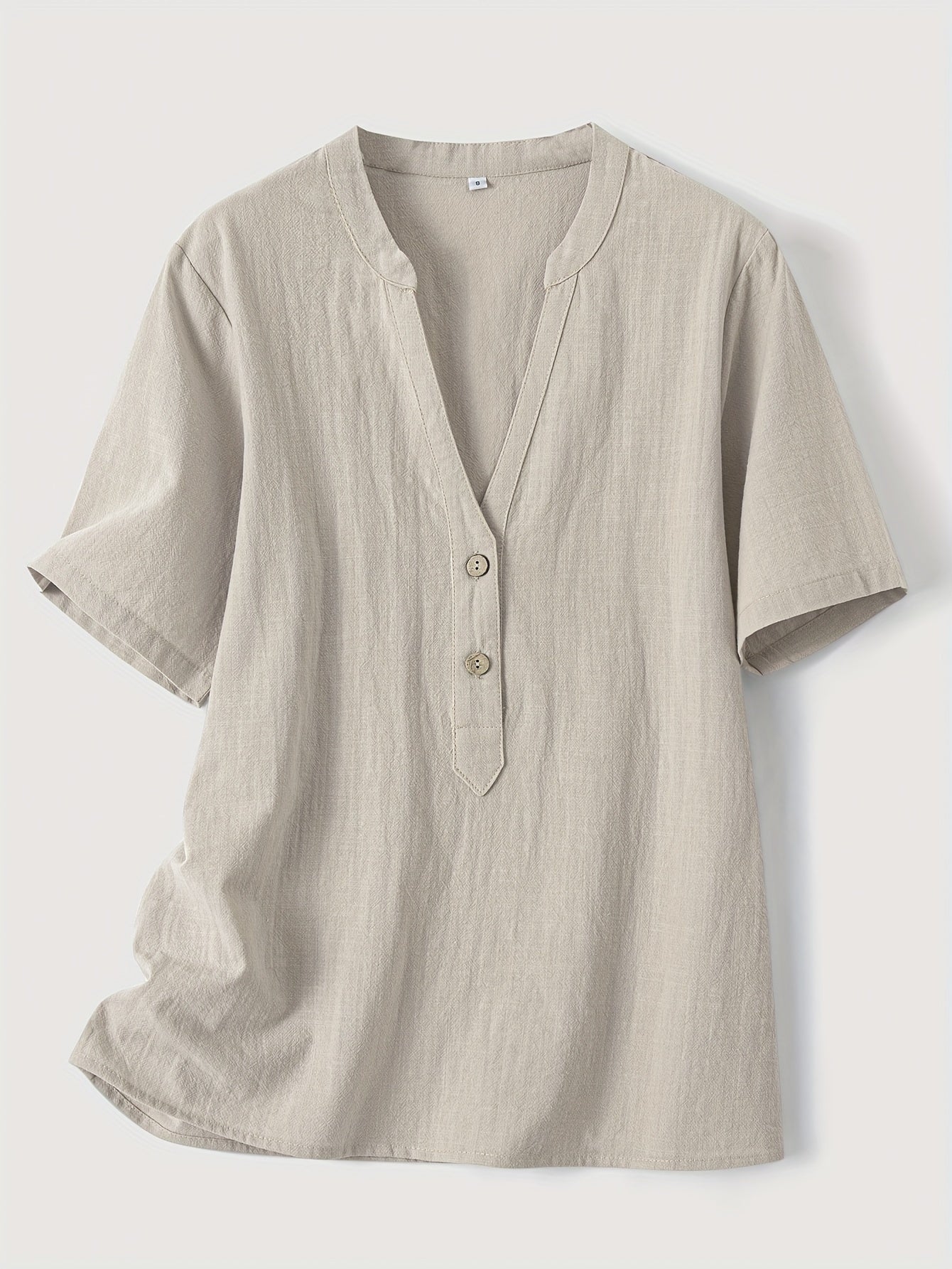 Blusa Elegante con Cuello en V y Botones de Madera