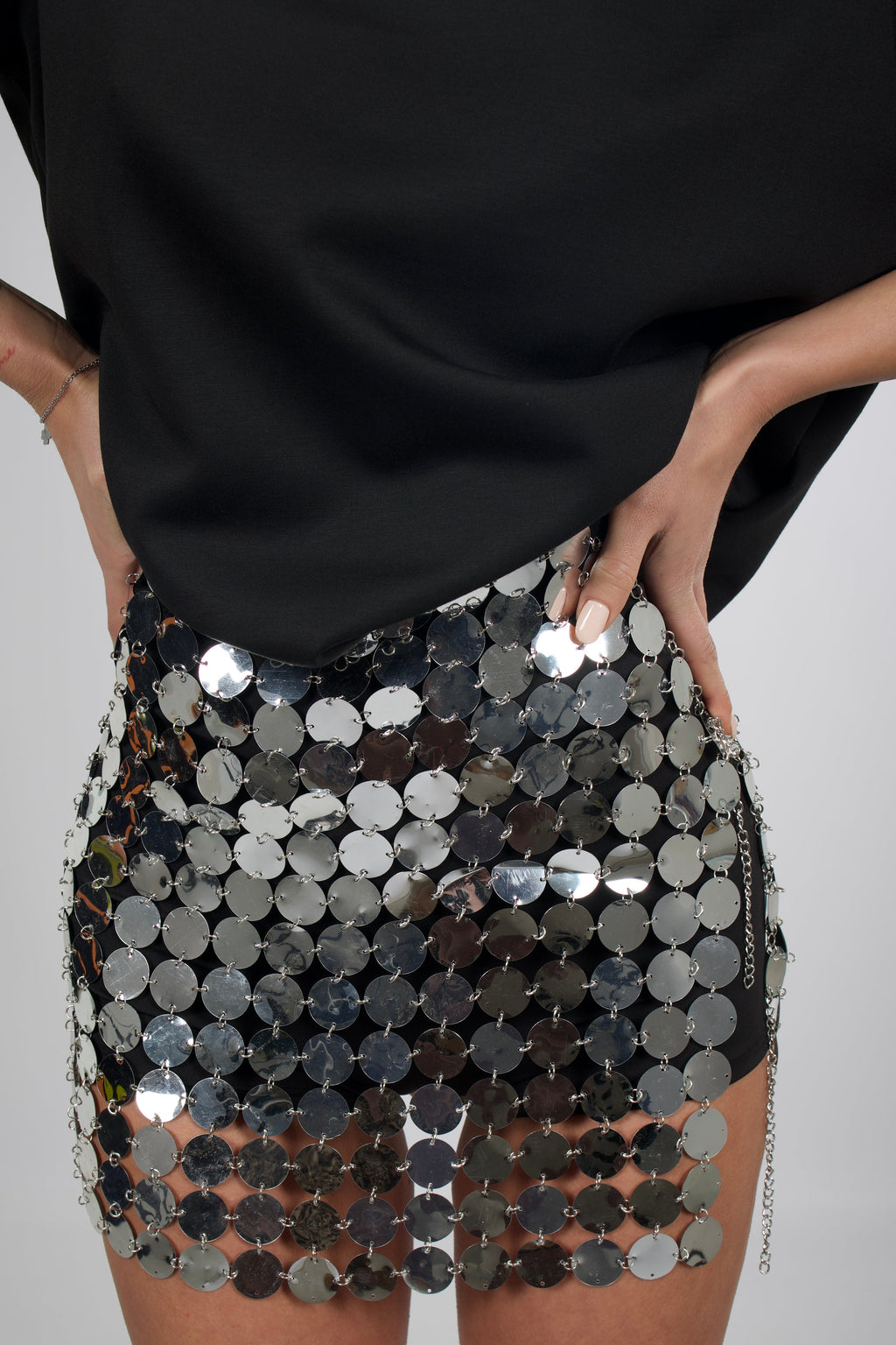 Cozumel™ Minifalda de Lentejuelas Espejo, Estilo Ibiza