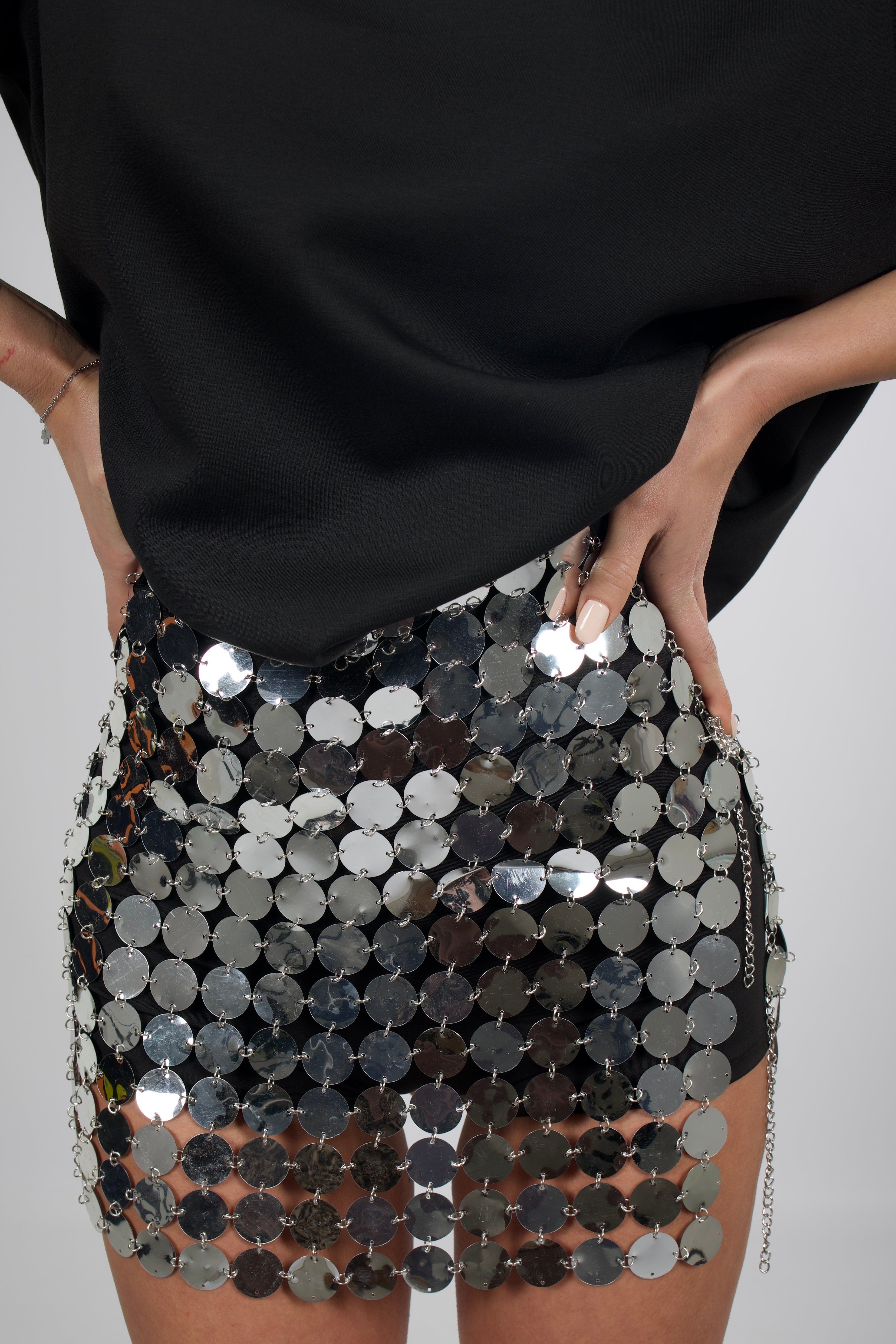 Cozumel™ Minifalda de Lentejuelas Espejo, Estilo Ibiza