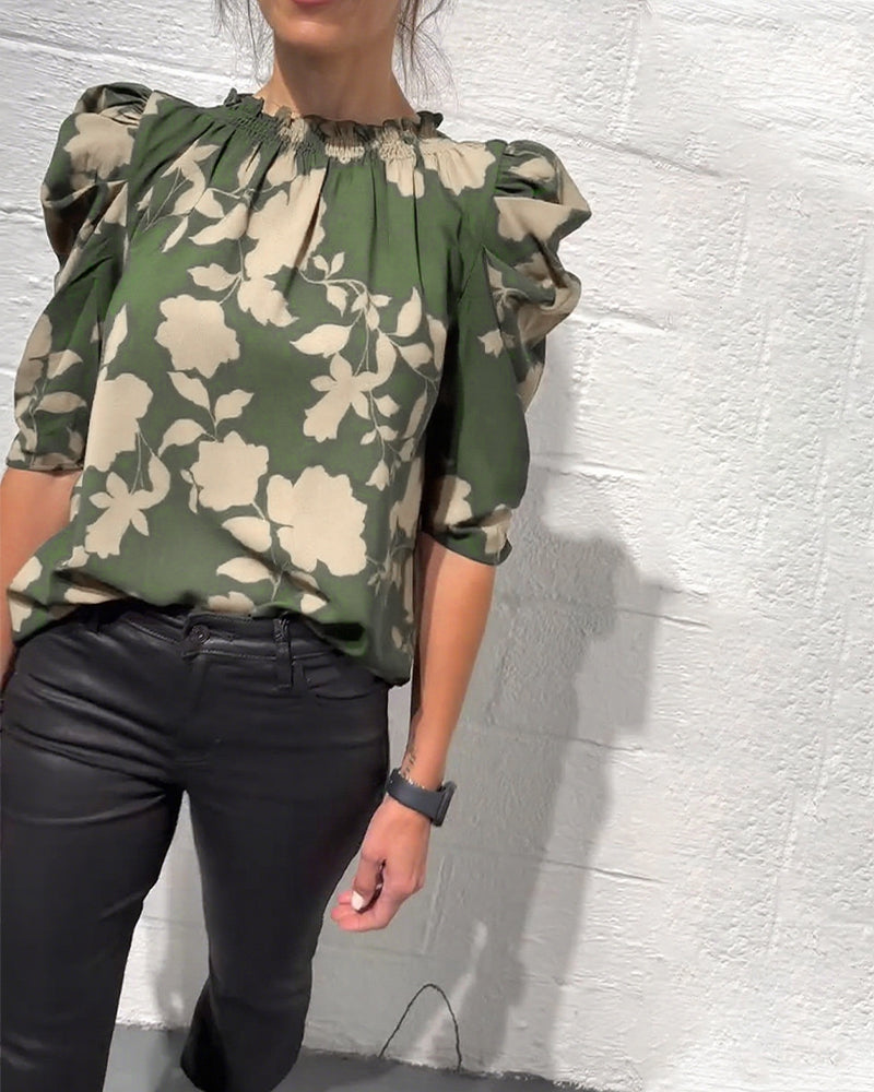 Alicia™ Blusa para Mujer con Mangas Abullonadas y Volantes