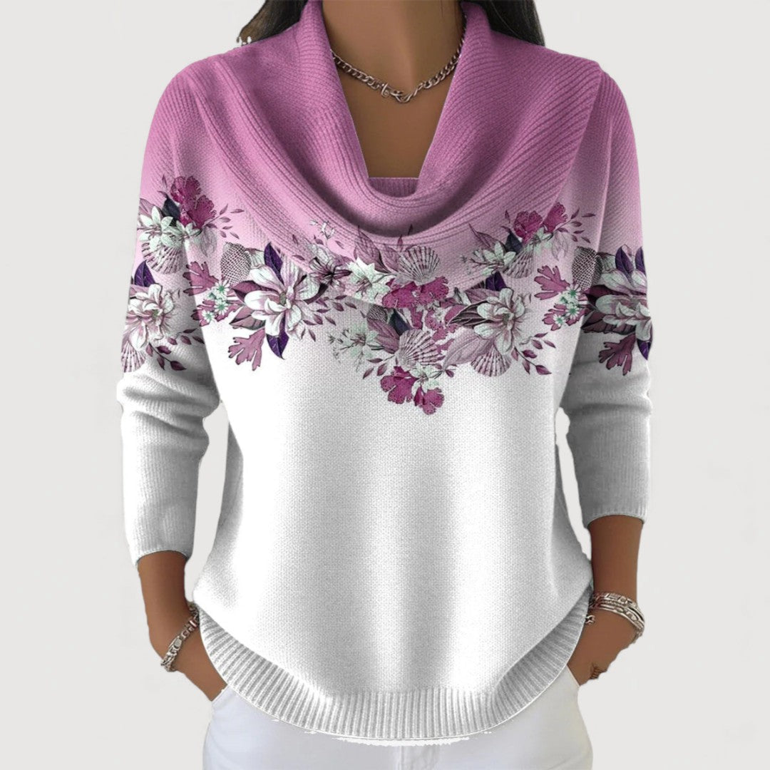 Alba™ | Suéter Floral de Algodón con Cuello Alto