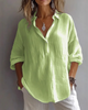 Blusa Suelta con Cuello en V y Mangas Ajustables