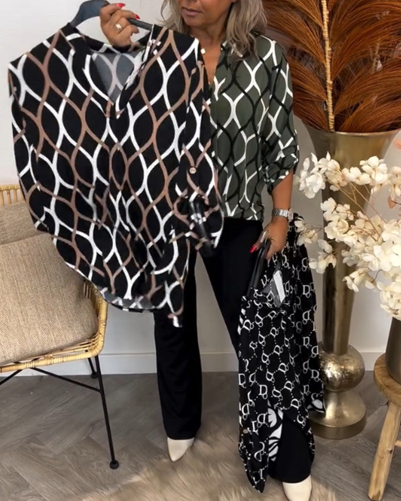 Blusa para Mujer con Estampado Geométrico, Corte Suelto